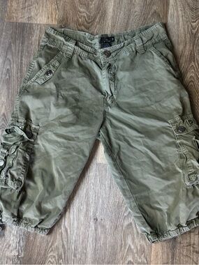 Benjamin Black Cargo Shorts Olive Green Utility Pockets Cotton Casual Men’s 30